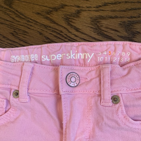 Gymboree Girls pink skinny jeans with ruffle down leg, size 5. - Picture 3 of 3